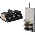 YanHLQJY Sunglasses Organizer PU Leather Eyeglass Case Multiple Slot Glasses Box for Home Storage Outdoor Use，Glasses Storage Box，Sunglasses case，Glasses display storage box