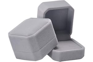 iSuperb welurowe pudełko do przechowywania biżuterii na pierścionki, wisiorek, podwójne etui na obrączki ślubne, zaręczyny, biżuteria, pudełko