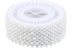 ULTNICE 480 Pezzi Spilli Dritti Sartoria Spillo con Punta Perle Plastica Bianco 3mm x 38 mm