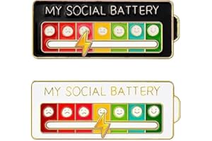 Taiyyi 2 Stück Social Battery Pin Lustige soziale Batterie-Pins für Selbstausdruck Modisches Accessoire Emaille-Pins für Rucksäcke Jacken und Hüte
