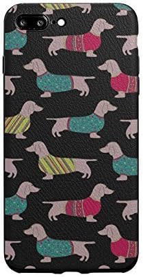 Designer iPhone 7 Plus Case,Sausage Dogs Dachshunds Designer iPhone 7 Plus Case, iPhone 7 Plus PU Leather Back Case Cover, Flexible TPU Silicone Hybrid Slim Cover, Anti-Scratch Protective Thin Bumper Case for Apple iPhone 7 Plus , 5.5" – Sausage Dog Dachshunds