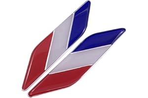NOPEILVI Drapeau français Voiture Autocollant métal France Drapeau National emblème décalcomanie Auto Accessoires 2 pièces France métal Drapeau National Voiture