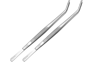 May - Set - 2X Terrarium-Pinzette 30 cm lang - Futterpinzette - Futterzange - Terrarium-Pinzette - Gebogene Ausführung - Edelstahl