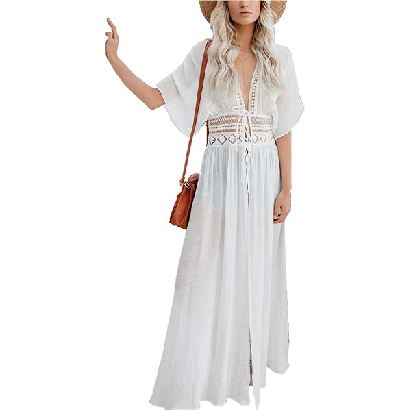 YouKD lange zomerkaftan voor dames, maxi-boho-jurk, badjas voor strand, ruime kimono, één maat, pauw bloem, one size