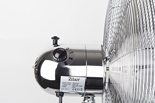 Vollmetall Standventilator | Ventilator | Stand Fan | Luftkühler | Windmaschine | Ø 40cm, 50 Watt, 3 Geschwindigkeitsstufen | 180° Rotation | leiser Betrieb | Höhenverstellbar 90-120cm - 5