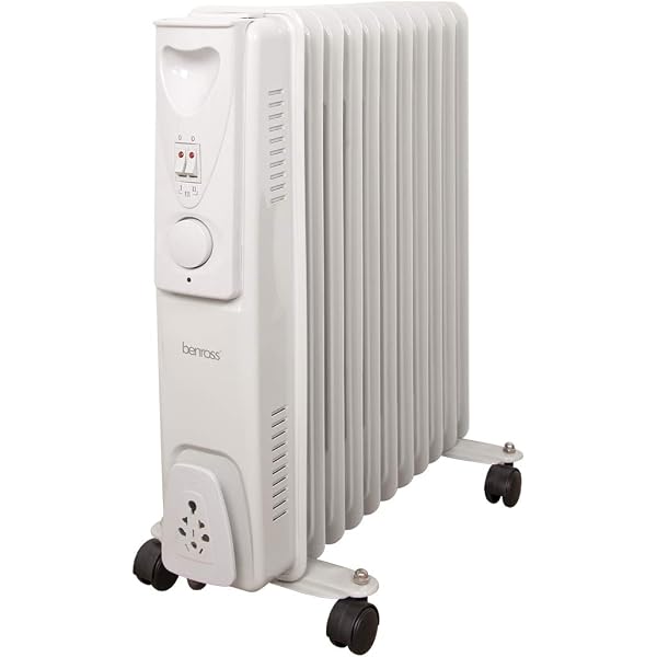 Benross 46760 Portable 11 Fin Oil Filled Radiator/Low Energy Plug in Heater/Adjustable  Thermostat/Automatic Overheat Protection/Cool Touch Carry Handle / 2500W /  White : Amazon.co.uk: DIY u0026 Tools