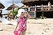 Toddler Girls White Cotton Sun Hats 50 UPF, Drawstring Adjustable, Stay-On Tie (M: 6-30m, Floppy Hat: Tiny Floret)