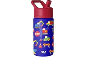 Simple Modern Botella Agua Niños con Pajita | Botella Térmica Acero Inoxidable Aislado Reutilizable para Niños y Niñas | Summit | 415ml | Under Construction