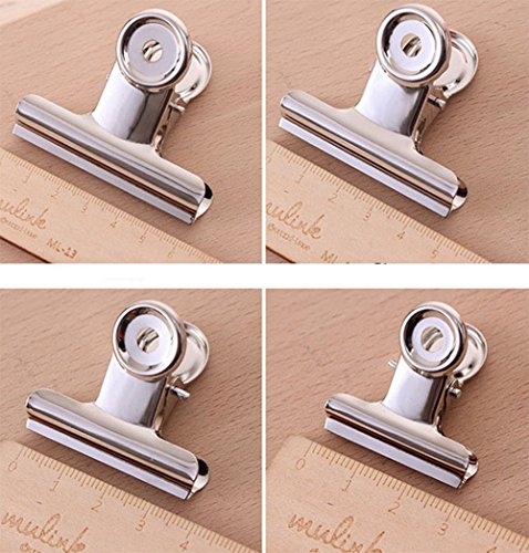 CAOLATOR Metall Edelstahl Beutelklammer Brief-Klemmer Datei-Clip 63mm XL 3 Stück - 6