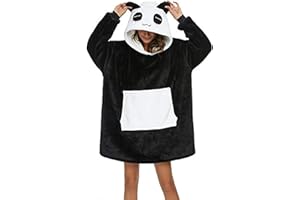 LATH.PIN Panda Manta-sudadera de gran tamaño con capucha de franela, unisex
