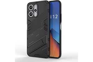 EASSGU Funda para Redmi 12 (4G) / Redmi 12 5G (6.79" Inches), con Carcasa Protectora de Armor a Prueba de Golpes de Silicona para PC con Función Atril - Negro