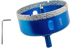 Teronbeta Punte per Trapano Diamantate 80 mm con Punte Guida di Centraggio, professionale Vacuum Brasato Sega a Tazza Diamantata per piastrelle, porcellana, vetro, marmo e ceramica