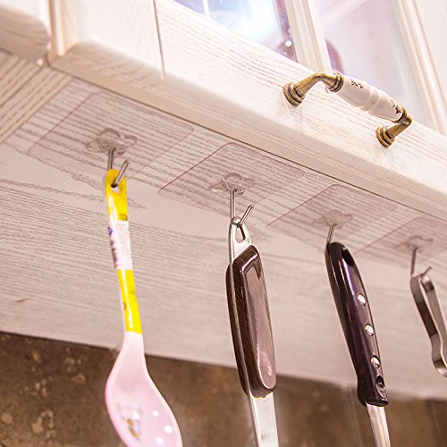 TankerStreet 5pcs Klebehaken Hochleistungs für Kleidung über Tür (15kg MAX.), Klebrige Wandhaken zum Aufhängen Extra Starke, Badezimmer Küche Tür Kleider Haken für Utensilien Tee Tuch Selbstklebende Kleiderbügel Klar Wasserdicht Wiederverwendbar - 3
