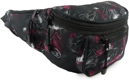 MENS LADIES BUM BAG GALAXY Design Fanny Pack Waist FESTIVALS by Obsessed (Black &amp; Fuchsia)