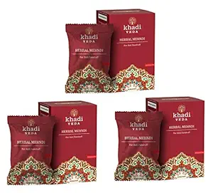 Khadi Veda Herbal Burgundy Mehndi Henna Powder For Dandruff Free Hair ( 20gm x 5 ) 100gm Each (Pack of 3)