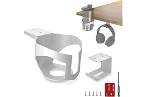 Ultimate Setup Portabevande da scrivania, portabicchieri da scrivania, portabottiglie, tavolo, portabicchieri da gaming, design U-C con supporto per cuffie, colore bianco