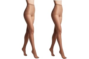 Conte elegant Lot de 2 collants femme durables semi-mats - Collants femme fins Collants avec culotte marquée - Teinte unie SOLO 40