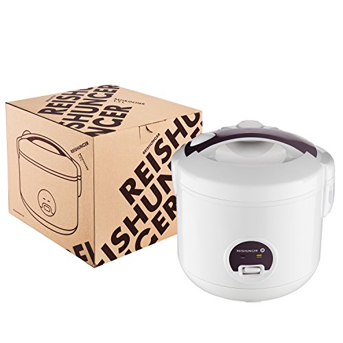 Reishunger Reiskocher mit Warmhaltefunktion, 1,2 l, 500 W, hochwertiger Innentopf mit doppelter Antihaftbeschichtung, mit Löffel und Messbecher - 2