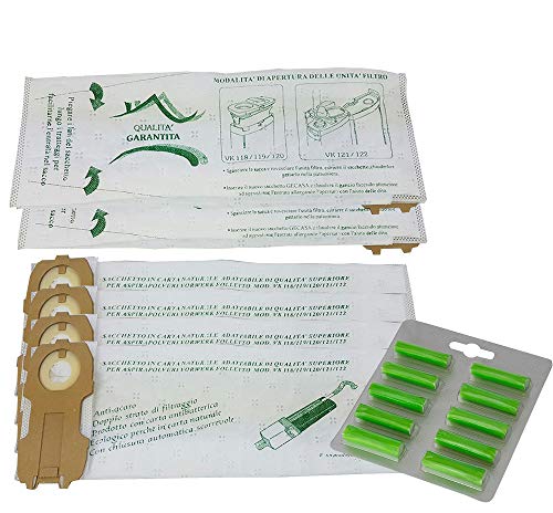 S&G group 8 Sacchi Sacchetti in Tessuto Microfibra + 10 PROFUMATORI Folletto 120 121 122 GARANTITO