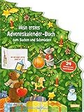 Mein erstes Adventskalender-Buch zum Suchen und Schmücken - Mit 24 Türchen und Spiel-Stickern: Mit großen Wimmelbildern und 24 Klappen, Suchfragen und Weihnachtsbaumschmuck-Stickern by 