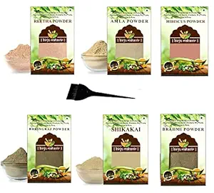 Birju Mahavir Reetha, Amla, Shikakai, Bhringraj, jatamansi, brahmi 100 gram each, Natural, COMBO 1 (BMKB-104)