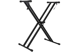 GOTOTOP Musik Keyboard Ständer klappbar Xfinity Doppelstrebiger Gestell mit Befestigungsgurt Keyboardstativ für digitale Klaviertastatur, einfache Einstellung von Höhe und Breite, schwarz