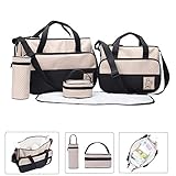 El bolso cambiador 5 piezas incluye : bolso principal de gran capacidad, bolsa de pañales, portabiberones, bolsa de comida y cambiador de pañales
