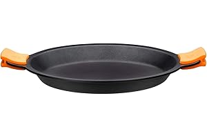 BRA Efficient | Plat à Paëlla, 40 cm, Fonte d’Aluminium avec Revêtement Antiadhésif Platinum Plus sans PFOA, Anses en Silicone Démontables