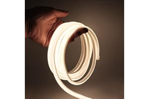 GQL Flexible COB Neon Light Strip, 220V LED Strip 288 LEDs/m, Cut to 50cm, IP65 Waterproof Modified Silica Gel Rope Light with UK Plug Power Supply (2m, Natural White)