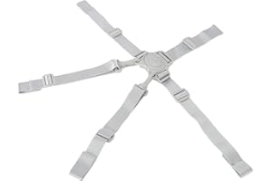 NAROOTE Wysokie pasy krzesełkowe, łatwe w użyciu, wytrzymałe, przenośne, 5-punktowe, pasek bezpieczeństwa dla niemowląt, pasek, lekki materiał bezpieczeństwa i wygoda(5-punktowy pasek z szarym przyciskiem)