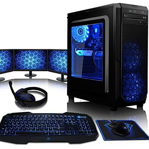 spécifications VIBOX Kaleidos GL770-86 Pack PC Gamer - 4,5GHz Intel i7 Quad Core CPU, GTX 1070, VR Ready, Ordinateur PC de Bureau Gaming paquet de jeux, avec Écran, Windows 10, Télécommandes RGB Éclairage (4,2GHz (4,5GHz Turbo) Processeur CPU Quad 4-Core Intel i7 7700K Kabylake Ultra Rapide, Carte Graphique Haute Performance Nvidia GeForce GTX 1070 8 Go, 16 Go Mémoire RAM DDR4 Crucial Ballistix Blanc 2400MHz, Disque Dur Sata III 7200rpm 1 To (1000 Go), PSU Aerocool 600W 85+, Boîtier Gamer CIT Prism Noir)