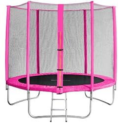 SixBros. Sixjump 2,45 M Trampoline de Jardin Rose - Filet de sécurité - Échelle - Housse de Protection TP245/1610