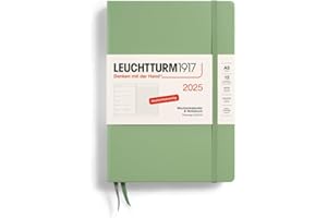 ‎LEUCHTTURM1917 LEUCHTTURM1917 370490 Wochenkalender & Notizbuch 2025, Medium A5 Hardcover - 12-Monats-Planer, 80 g, liniert - Salbei
