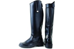 Rhinegold Nebraska Equestrian Horse Riding Long - Black - Unisex Synthetic Knee High Boots for Men & Women with Rear Zip. Knee High