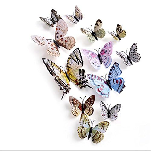 BiuTeFang Wall sticker 12 stereo double creative 4d butterfly wall stickers bedroom windows