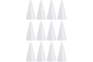 USHOBE 12 Pack Styropoam Caes für Handwerk Schaumbaum Kegel für DIY Handwerk Weiße Schaumkegel Styropoam Polystyrol Coe Formen Handwerkung für Home Party Kinder Tag Hochzeit Weihnachten