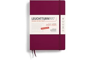 ‎LEUCHTTURM1917 LEUCHTTURM1917 370634 Akademischer Wochenplaner Medium (A5) 2025, 18 Monate 07.2024-12.2025, Hardcover, Port Red, Deutsch