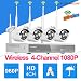 Produktbild FLOUREON Wlan Videoüberwachung 4CH 1080P NVR + 4X 960P Überwachungskameras Outdoor Sicherheitskamera, P2P, Beweungsmelder, H.264, Wasserdicht, Nachsicht