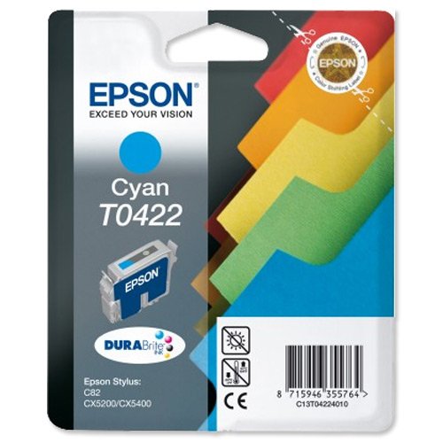 Epson T0422 Cartouche d'encre d'origine Pigment Cyan pour C82 CX5200 CX5400