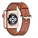 Produktbild WFEAGL Kompatibel mit Smart Watch Armband 38mm 40mm,Top Grain Lederband, Mehrfarbenauswahl Ersatzband mit Edelstahl-Verschluss für Serie 4/3/2/1, Sport, Edition (38mm 40mm Braun+Roségold Adapter)
