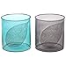 Produktbild 2X Windlicht mit Blattmotiv Türkis und Rauchgrau 12x13cm Teelichthalter Kerzenhalter Kerzenglas Glas Weihnachten Tischdeko Home Country Landhaus