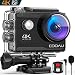 Produktbild COOAU 4K Action Cam 20MP WiFi Sports Kamera Unterwasserkamera 40m mit Externs Mikrofon Fernbedienung Helmkamera Wasserdicht Digitale Videokamera mit EIS Stabilisierung Zeitraffer 2x1200mAh Akkus