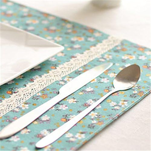 4pcs / Set Lace Placemats Floral Print Table Mats Place Tablecloth Napkin 40 x 30cm cotton linen for Home Hotel Cafe Restaurant
