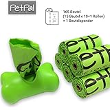 Hundekotbeutel von PetPäl | DER Hunde Kotbeutel aus Maisstärke - 100% Biologisch Abbaubar| Hundebeutel mit Zertifikat: Vincotte & EU-Norm | Gassibeutel Inklusive Beutelspender, Leinenclip, +1 Rolle Gratis