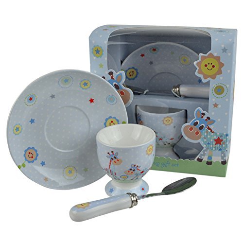 BABYS First China Little Sunshine Boys EGG CUP Set by Leonardo BLUE Childs Christening