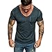 Produktbild EUZeo Herren Casual Einfarbig V-Ausschnitt T-shirts Kurzarm Geeignet Für Workout Training Slim Fit kurzärmlig Funktionsshirt Gym Bodybuilding Training Tops Sweatshirts