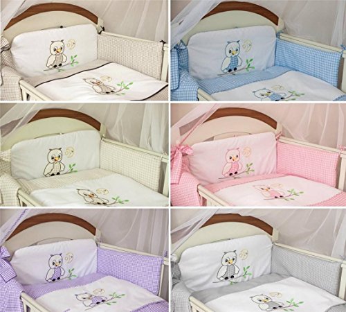 3 Piece Nursery Bedding Set with Bumper To Fit Cot Bed & Cot - Owls (Cot Bed 140 x 70cm, Brown)