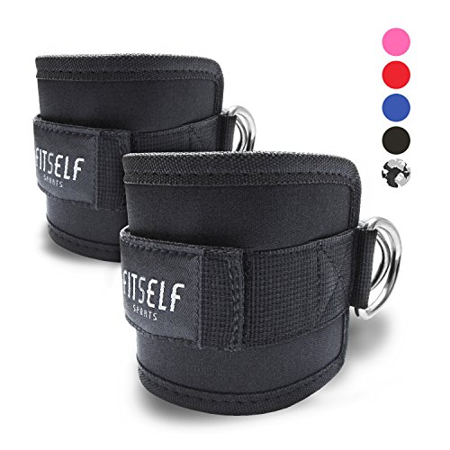 PREMIUM Fußschlaufen (gepolstert) von FitSelf Sports (2Stück) - für Fitness Training am Seilzug - für Männer und Frauen - 2 Jahre Gewährleistung