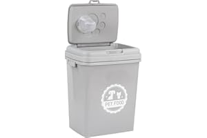 Y HOMEWARE YORKSHIRE HOMEWARE 40L/15KG Pet Food Storage Box | Plastic Container with Integrated Scoop & Flip Top Locking System | Birds Pet Dog Cat Animal Dry Feed Bin Grey