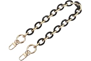 WANYI 60CM Taschenkette Gold Acryl Resin Taschengurte Ersatz Metallkette Taschenriemen Handykette Geldbörsenkette für DIY Taschen Handtasche Geldbörse mit Gold Karabiner (Schwarz)